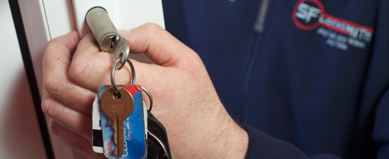 Stephen Fretwell attending a customer's front door in Gawber, Barnsley, providing professional locksmith services.