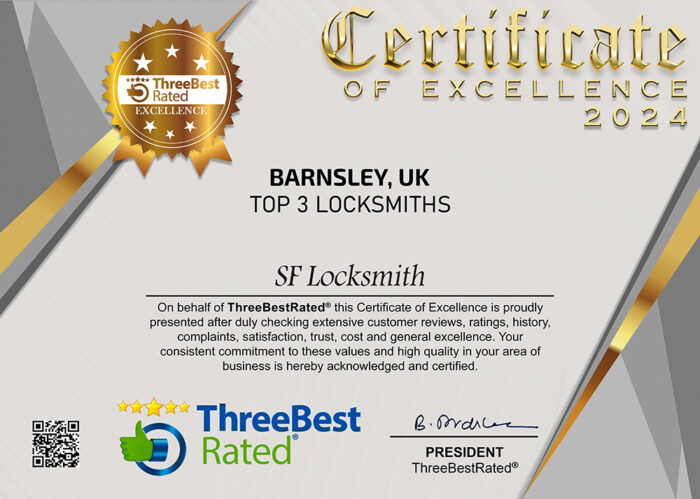 Barnsley Locksmith SF Locksmith received Best Rated award again